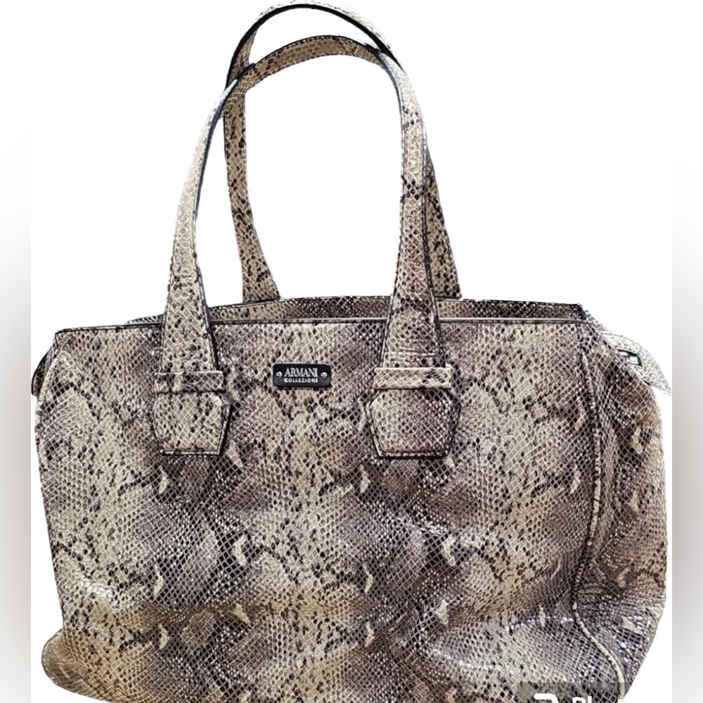 ARMANI COLLEZONI SIZE : LARGE OPEN TOTE BAG WITH ZIPPER ,SNAKESKIN PRINT